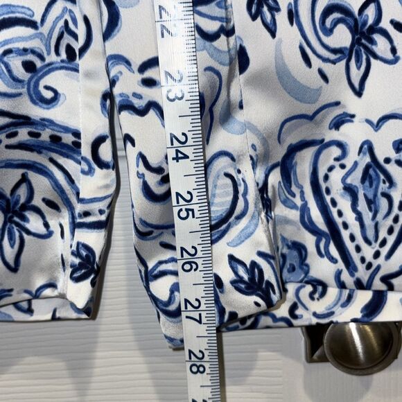 Talbots Satin Wide Leg Pants Painted Paisley Size P - Picture 10 of 11